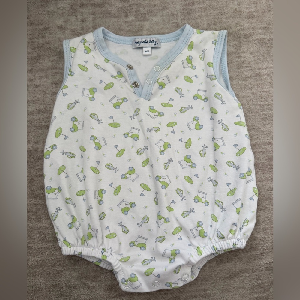 Magnolia Baby Golf Print Bubble Romper